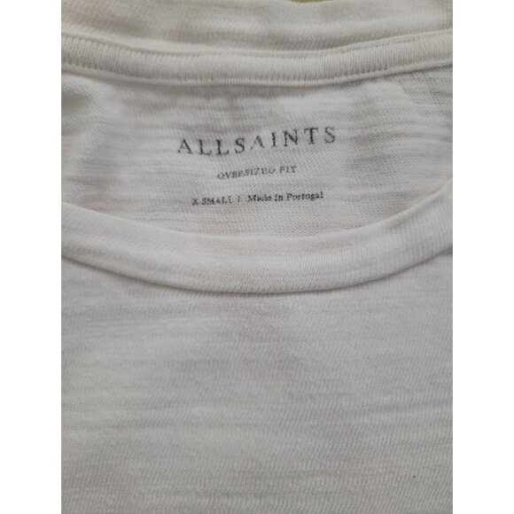 AllSaints ARCHIE Oversized Distressed White Cotton Crewneck Short Sleeve Tee XS - Picture 6 of 9